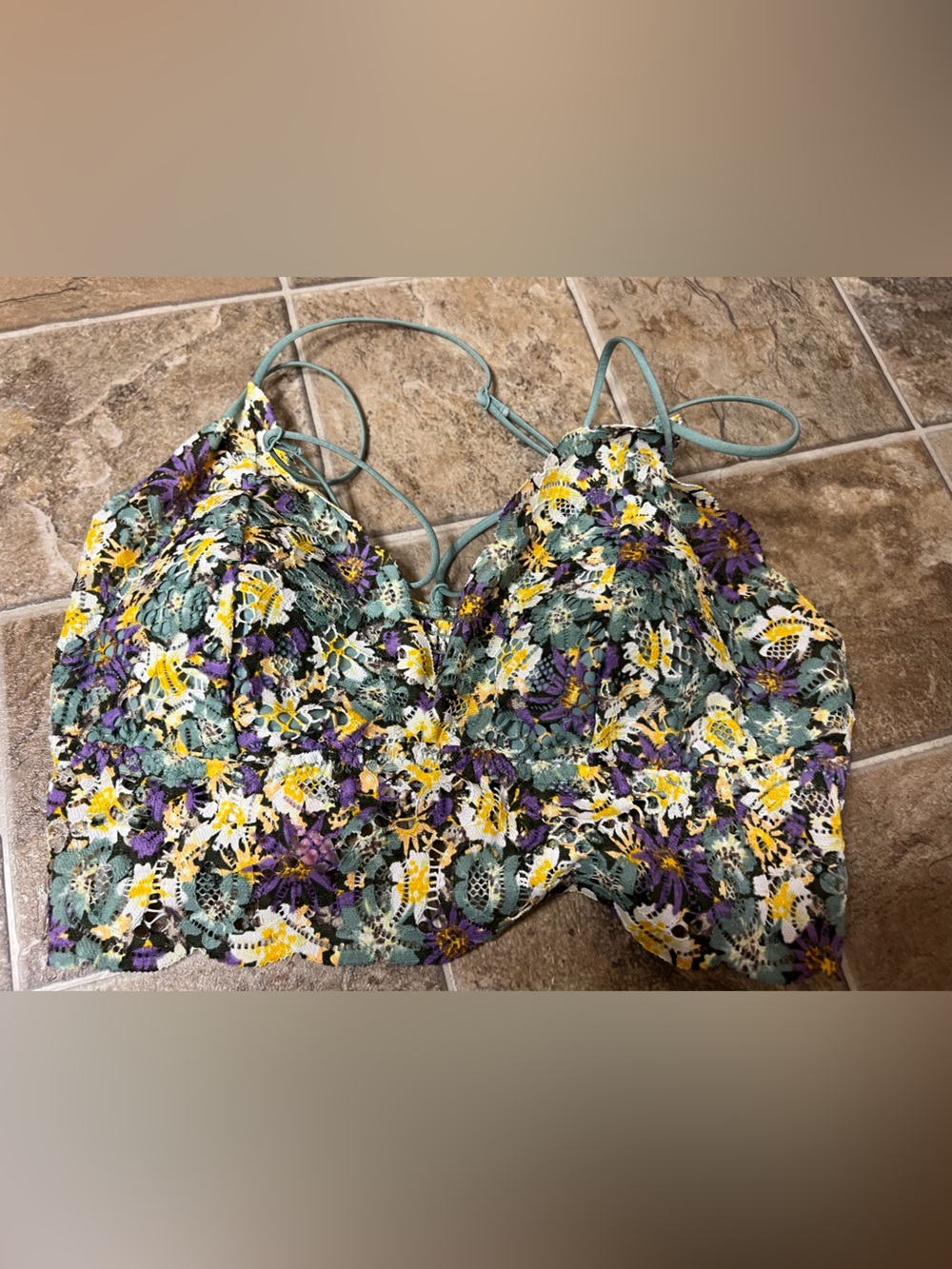 Victoria's Secret PINK Crochet Bralette in Mint, Purple & Yellow